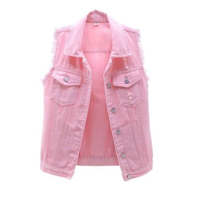 2021 NEW Autumn Women Plus size Denim Vest Sleeveless Waistcoat Students Casual Tops Jeans Jackets Red Pink Purple Yellow Blue