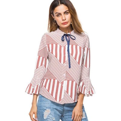 Shirts Blouses Women Fashion Casual Tops Female Turn Down Collar Printing Loose Long Sleeve Blouse Ol Style Shirt Simple Top