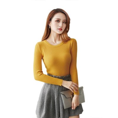 2020 Autumn Winter Women Sweater New Korean Style Knitted Top O Neck Pullover Long Sleeve Slim Fit Sweaters Women
