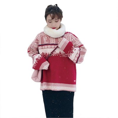 2020 Autumn Winter Sweater Women O Neck Casual Cute Christmas Print Knitted Pullover Loose Plus Size Women Sweater